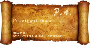 Privigyei Andor névjegykártya
